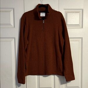 OLD NAVY Men's Size Large Copper Brown 1/4 Zip Sweatshirt Pullover Layering